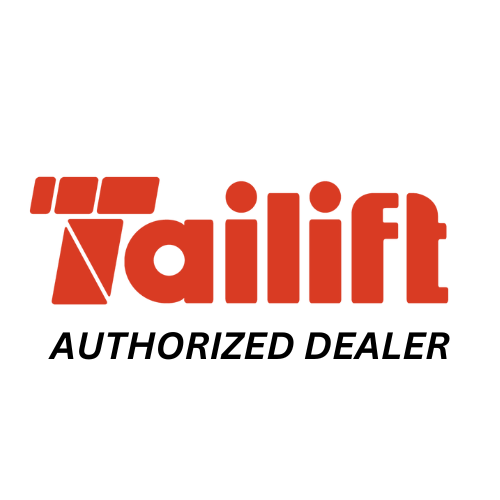 The image displays a red logo with the text "Tailift" in a bold, stylized font. There are three geometric shapes positioned to the left of the text, resembling an abstract design or part of a larger symbol. The background is transparent.